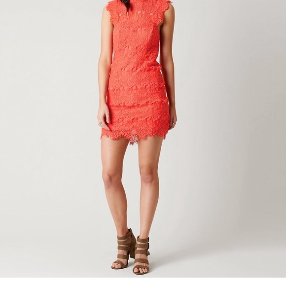 Free People Daydream Lace Dress in Coral - Picture 2 of 4